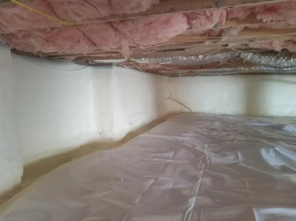 Crawl space encapsulation with closed-cell spray foam for Roof Waterproofing in Falls